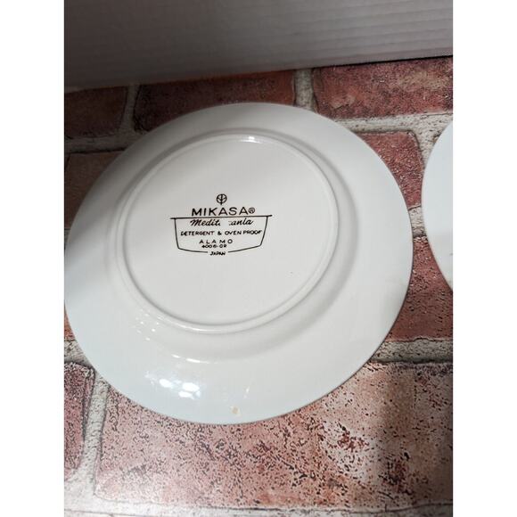 MIKASA Mediterrania ALAMO Salad Plates - Set Of 2 - MCM Green/Blue Vintage Dish - Picture 5 of 8